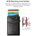 New Bring Aluminum Card Holder Wallet with Outside Pocket Mini RFID Blocking Automatic Pop up Bank Card Case Organizer Purse Bag