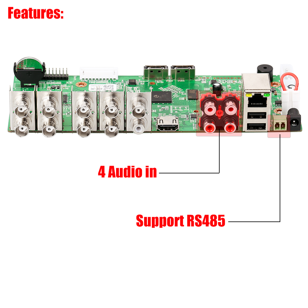 6 in 1 H.265+ 8ch 5MP-N AHD DVR Board for AHD 5MP 4MP 1080P 720P Camera Save Big RAM HDD Xmeye Onvif CCTV DVR Board AHD DVR