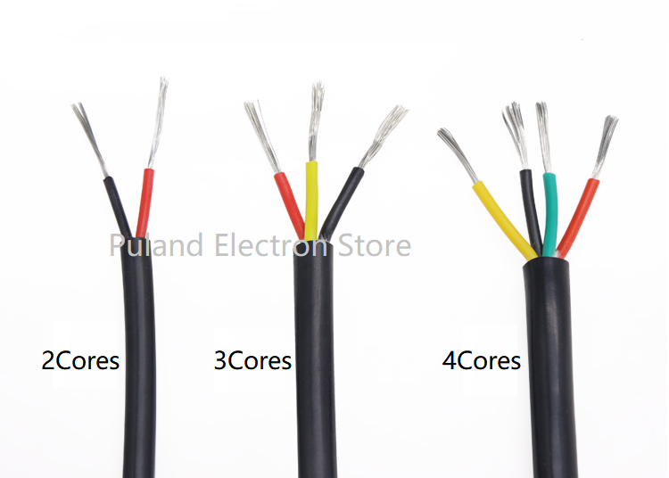Square 0.3mm Ultra Soft Sheath Wire 2 3 4 Core Silicone Rubber Cable Insulated Flexible Copper High Temperature Power Line Black