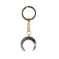 Gemstone Ox Horn Pendant Keychains Crystal Quartz Amethyst Gold Plated Key Chain Natural Stone Key Ring for Men Women