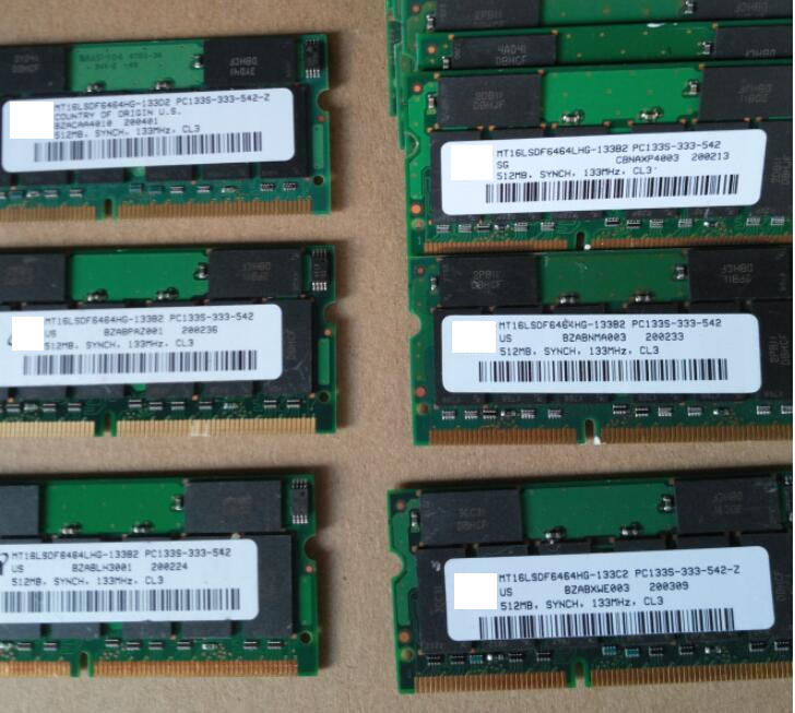 100% OK Original 144Pin Sodimm 512MB Memory SDRAM PC133 PC100 512M RAM For laptop notebook industrial mainboard 512MB sdram