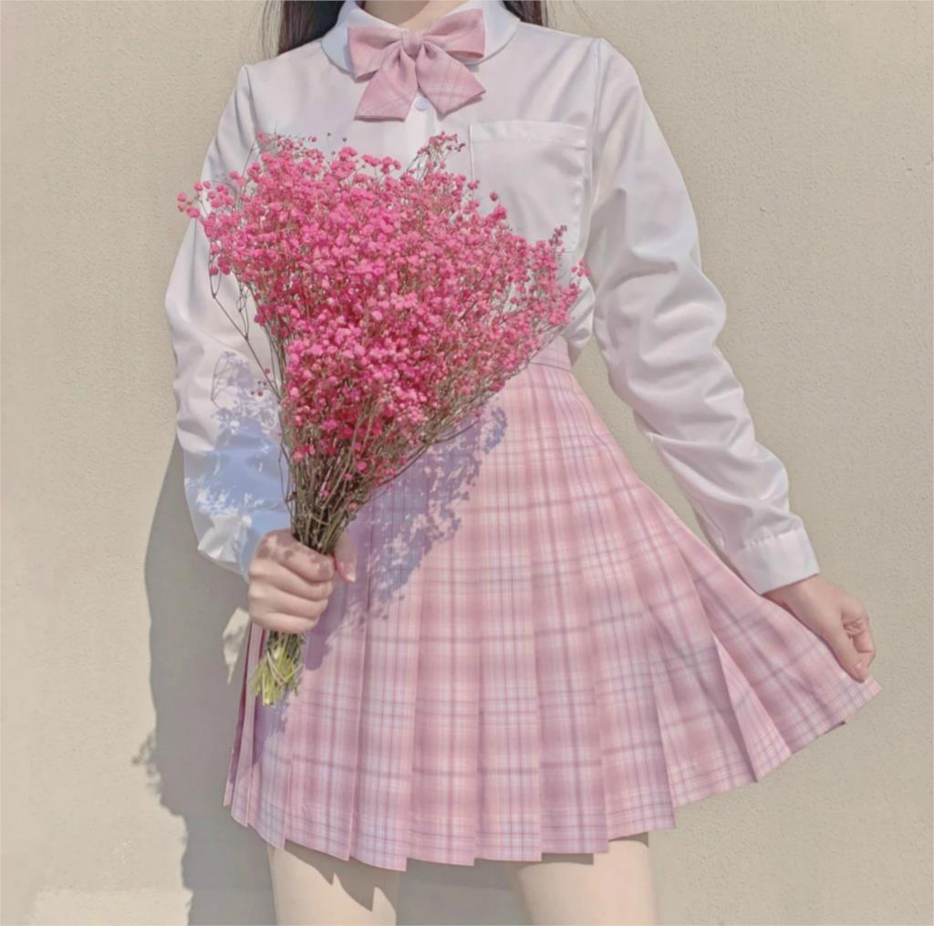School Girl Uniform Pleated Skirts Japanese School Uniform High Waist A-Line Plaid Skirt Sexy JK Uniforms for Woman Full set