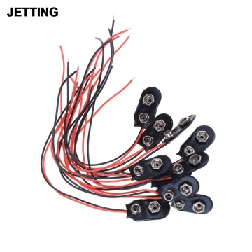 10pcs 9V Battery Clips 15cm Black Red Cable Connection Connector Buckle