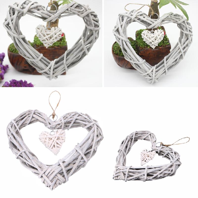 Heart Wicker Wreath Home Wall Hanging Wedding Birthday Party Ornament Decor