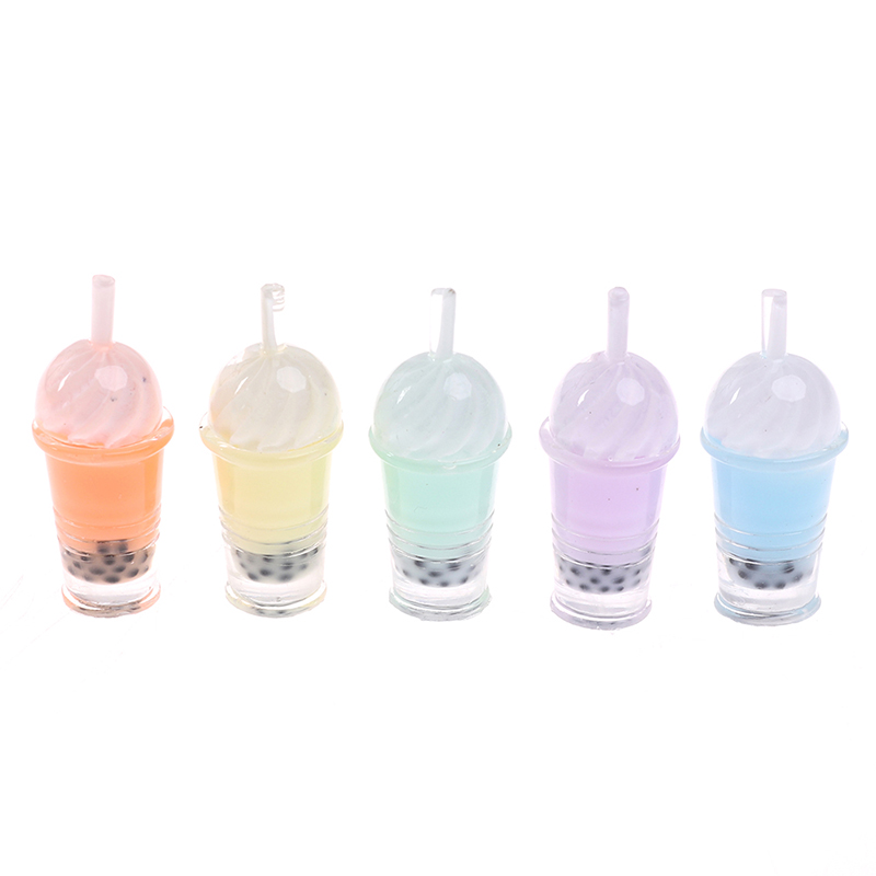 5pcs Bubble Tea Model Ice-cream Drinks Pearl Milk Tea Doll Food Toy Accessories 1/12 Dollhouse Miniature