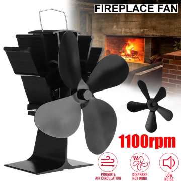 4 Blades Heat Powered Stove Fan Burner Eco Fan Quiet Home Fireplace Fan Efficient Heat Distribution Fireplace Accessories