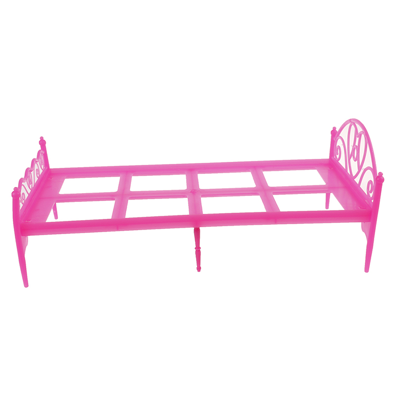 For Children Plastic Bed Bedroom Furniture For Dolls Dollhouse Furniture Toy Pink Color Pretend Play Toy