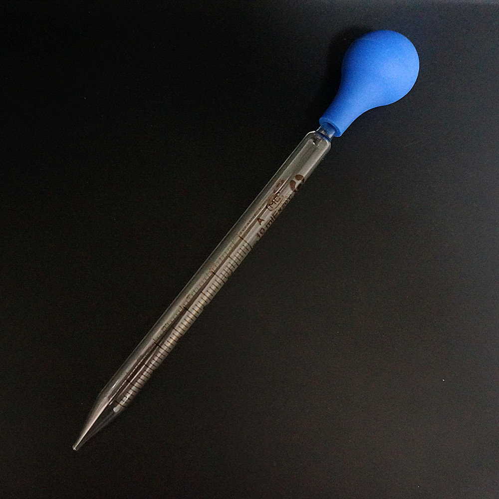 1pcs 2pcs 10ml Lab Glass Graduated Pipette Dropper Transfer Pipette with Blue Rubber Bulb