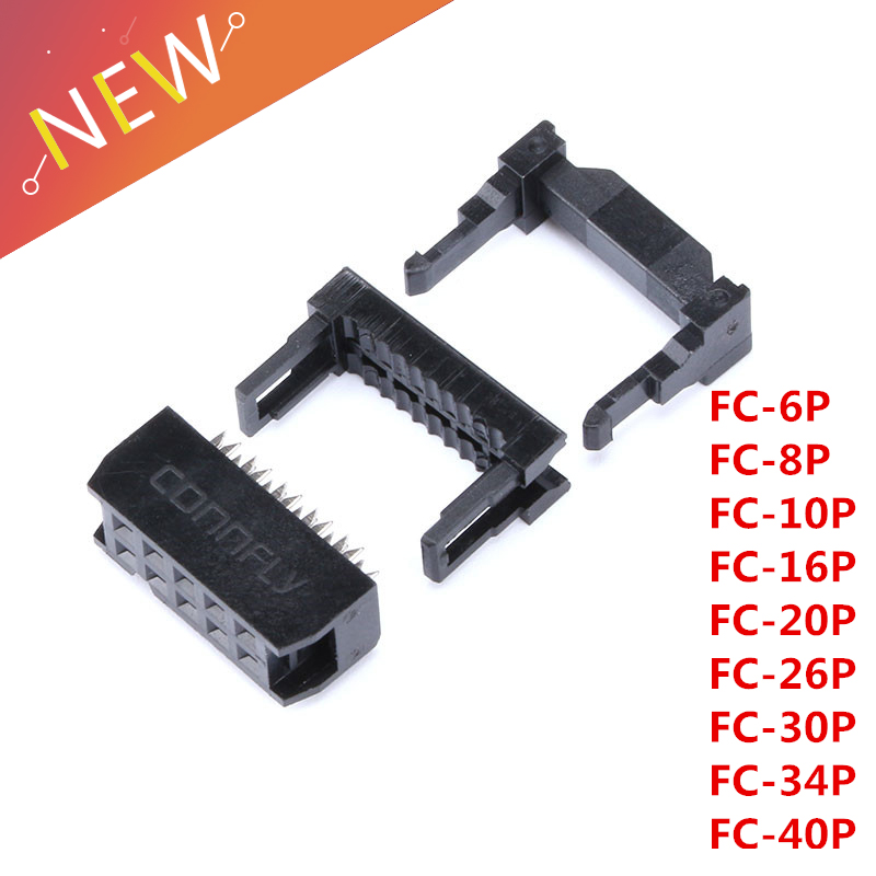 10set Dual Row Pitch 2.54mm IDC Connector 10-pin cable socket FC-6P FC-8P FC-10P FC-14P FC-16P To FC-40P IDC Socket 2x5 Pin