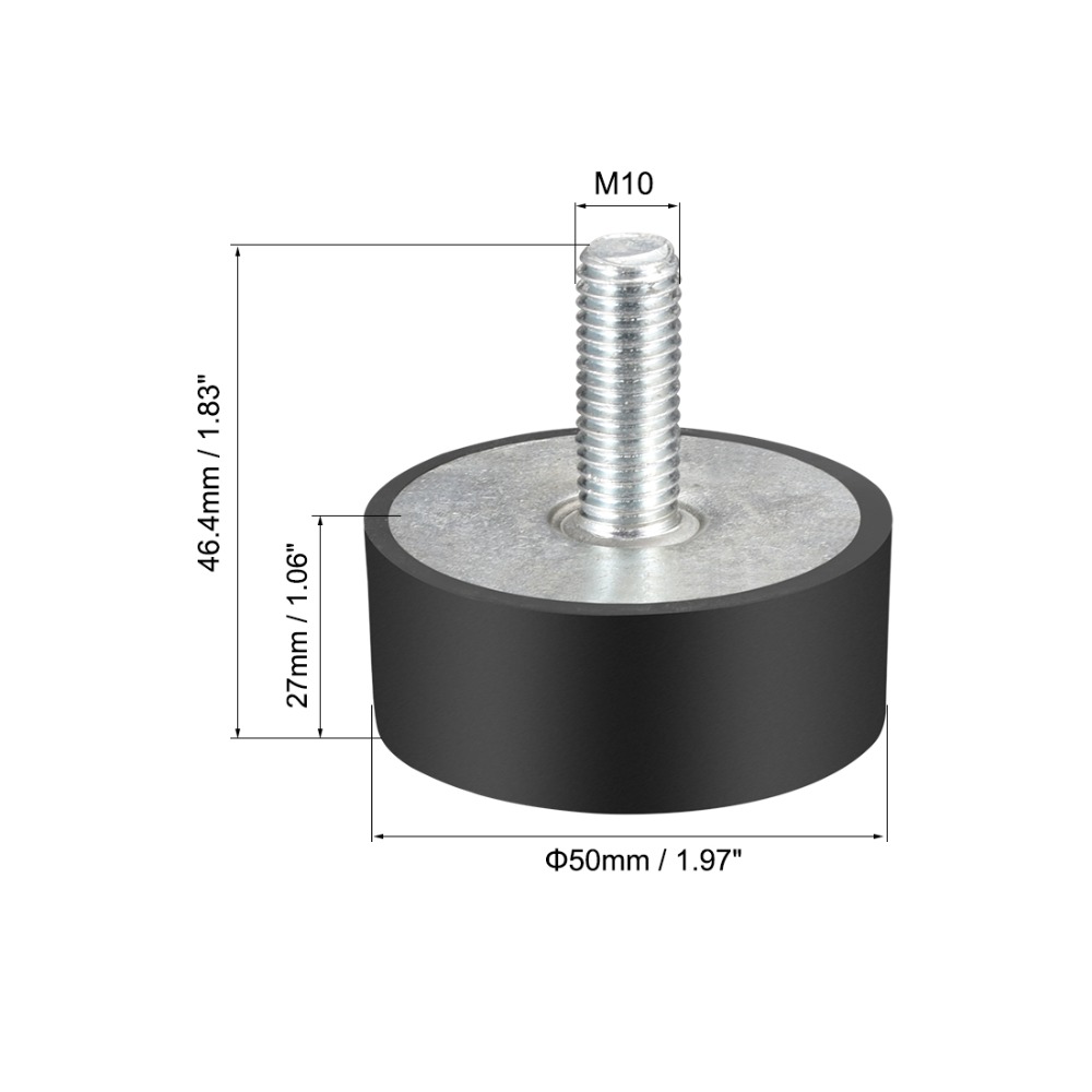 UXCEL 1PCS Rubber Mounts Vibration Isolators Cylindrical Shock Absorber with Studs 17 Sizes for Air Conditioning Bicycle Dowels