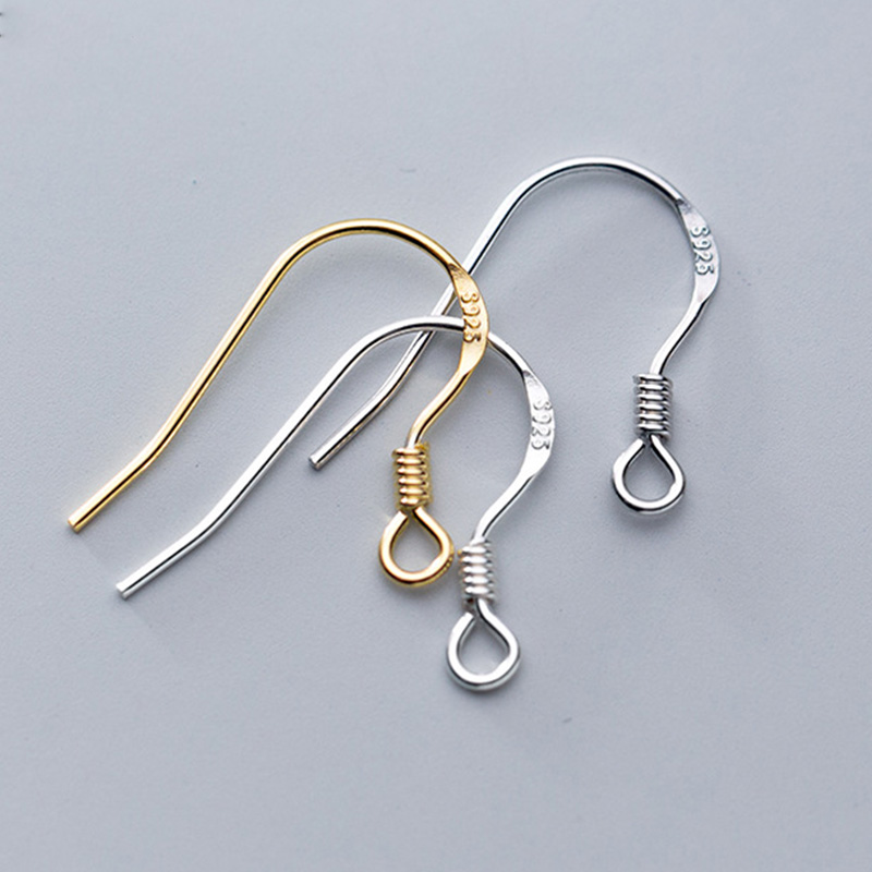 2pairs 100% 925 Sterling Silver Earring Hooks Dia 0.6mm 0.65mm 0.7mm Women Silver Wire Ear Clasp Connectors DIY Jewelry Findings