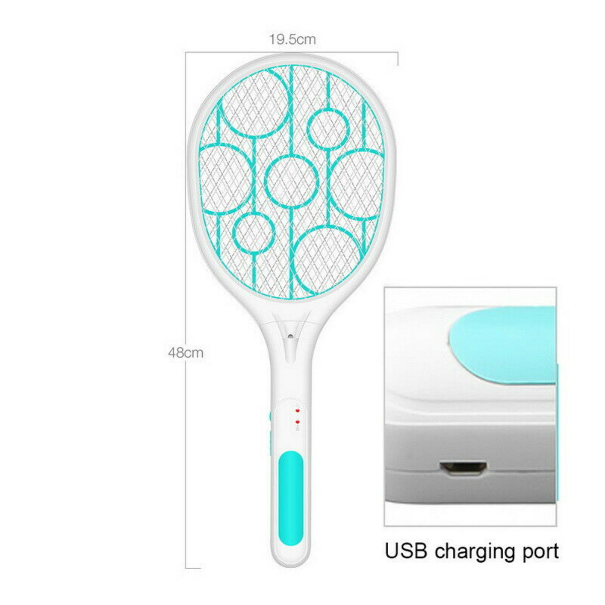 Blue/Green Mosquito Swatter Killer USB Rechargeable Electric LED light Tennis Bat Handheld Racket Insect Fly Bug Wasp