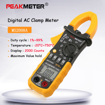 PEAKMETER MS2008A Professional digital AC Clamp meter w/2F Back Light Multimetro Clamps Leakage 2000 Counts