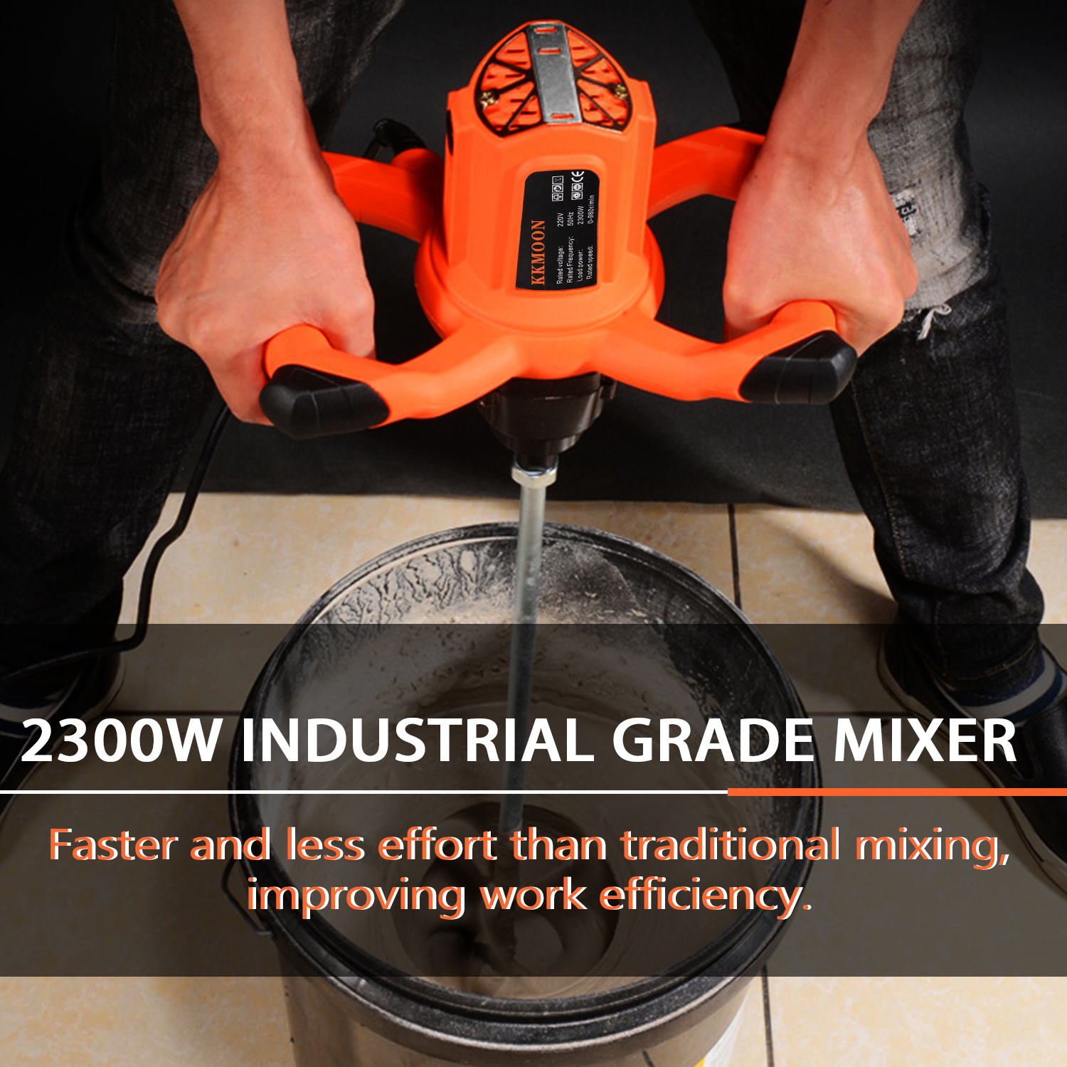 2300W Industrial Grade Mixer Paint Cement Plaster Mortar Coating Mixer Putty Powder Mixing Machine Adjustable Speed