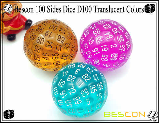 Bescon 100 Sides Dice D100 Translucent Colors