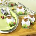 4Pcs/set Sheep Knife Fork Bags Non-woven Cartoon Sheep Tableware Covers Dinner Desktop Supplies Cutlery Bag Easter Decoration