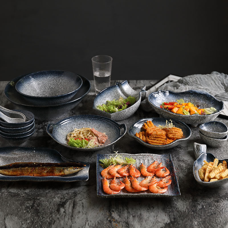 Japanese Cuisine Dishes Set Household Personality Creative Bowl Salad Plate Ramen Bowl European Restaurant Ceramic Tableware