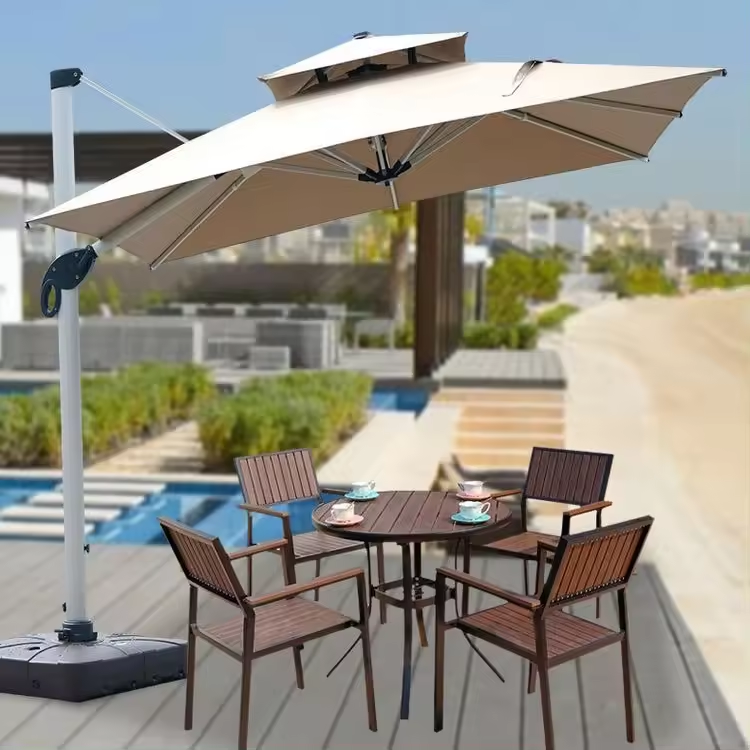 Modern Design Outdoor UV-Resistant Sun Umbrella Villa Garden Durable Waterproof Umbrella Hotel Pool Windproof Sturdy Parasols