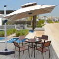 Outdoor umbrella Solar Light 11 ft Outdoor Round Offset Aluminum Cantilever Patio Umbrella with Wind Vent