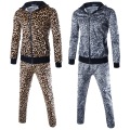 Hot 2020 autumn winter British Zipper Cardigan men's suit fashion trendy leopard sweater set high quality leopard men and women