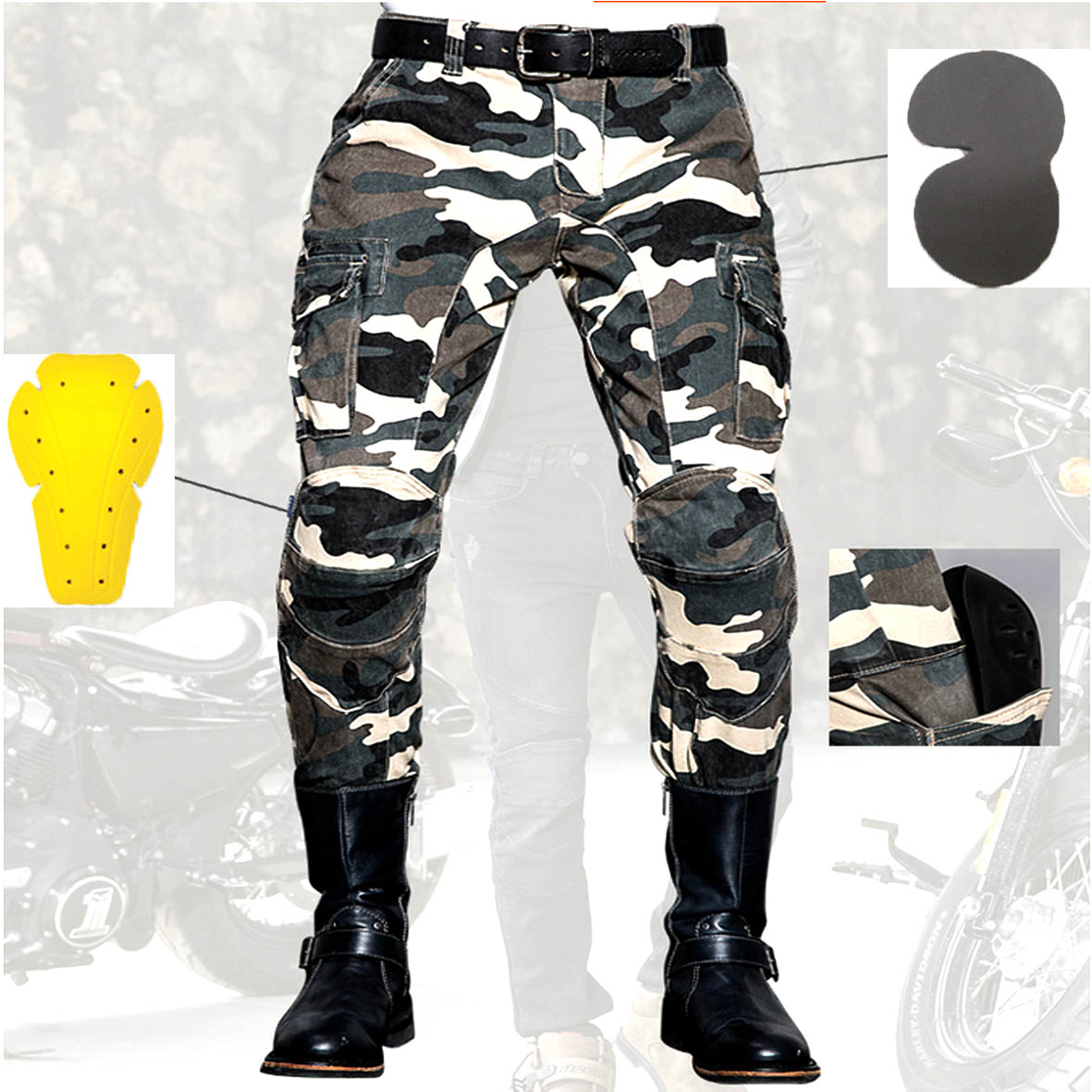 moto jeans apparel motorcross pants camouflage jeans leisure motorcycle men off road outdoor pants with protective knee pads