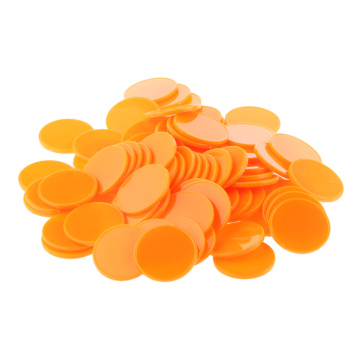 100x 25MM High Quality Non-toxic Plastic Casino Poker Chips Bingo Markers Token Fun Toy Gift Orange
