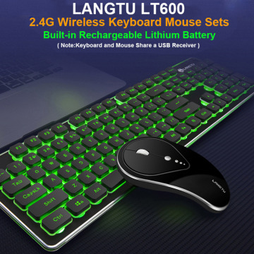 2.4G Wireless Rechargeable LED Backlit USB Ergonomic Gaming Keyboard Mouse Combos For Windows XP / Vista 7/8/10 / OSX 19MAR1