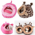 Cute Pet Hamster Cage Guinea Pig House Chinchillas Squirrel Bed Nest Cavy Mini Animals Hamster Accessories Pink Leopard
