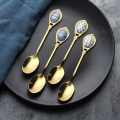 Home Tools Stainless Steel Spoon Tea Coffee Stir Spoon Desserts Snacks Dinnerware Vintage Porcelain Teaspoon