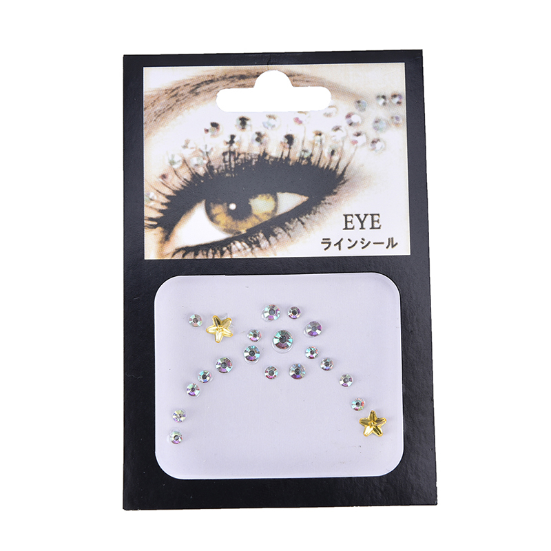 10stylesChristmas DIY Eye Tattoo Stickers Makeup Xmas Decor Eyebrow Face Body Art Adhesive Crystal Glitter Jewels Festival Party