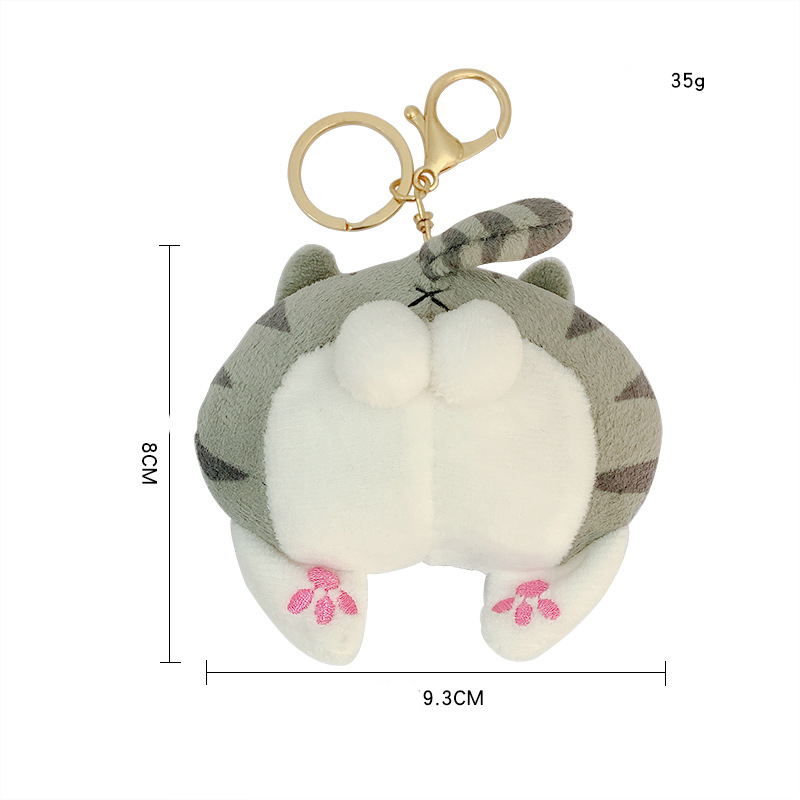 New Plush Cat Ass Keyring Cartoon Corgi Dog Ass Keychain for Women Couple Plush Doll Bag Pendant Key Chains