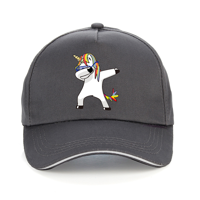 Harajuku Funny Unicorn cap Unisex Cartoon print unicornio Baseball caps High Quality 100%Cotton adjustable snapback hat bone