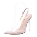 Kcenid Transparent Pumps Women Sexy Pointed Toe Chain Design Crystal Heel Ladies Shoes Stiletto High Heels Wedding Dress Shoes