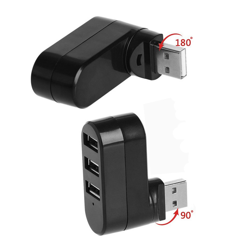 Mini 3 Port USB 2.0 Rotating Splitter Adapter Hub for MacBook PC Laptop Notebook Adapter Parts Mobile Phone Flex Cables @M23