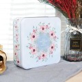 New Flower Large Square Tinplate Candy Cookie Coffee Storage Box Creative DIY Cake Tea Dessert Container For Home Organizer
