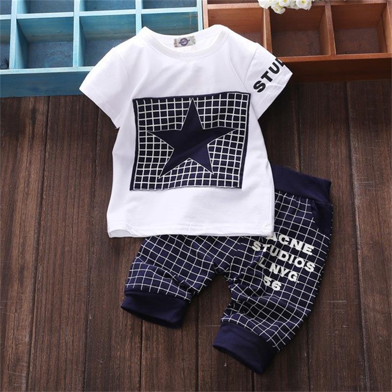 TANGUOANT hot sale Baby boy clothes Brand summer kids clothes sets t-shirt+pants suit Star Printed Clothes newborn sport suits