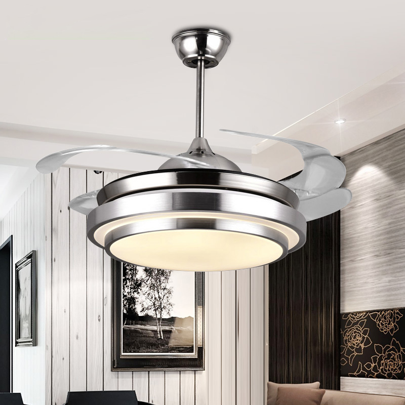 Modern Simple Ceiling Fans Lights Acrylic Leaf Led Ceiling Fans 110v/220v 36/42 Inch for Factory Office Livingroom