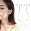 Uini-Tail hot 925 sterling silver plum blossom wave ear wire female long student wild fresh earrings personality temperament