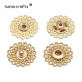 Lucia crafts 5 pairs/lot Gold/Gun black Flower Shape Metal Snap Fasteners Press Buttons DIY Sewing Clothes Accessories G0522