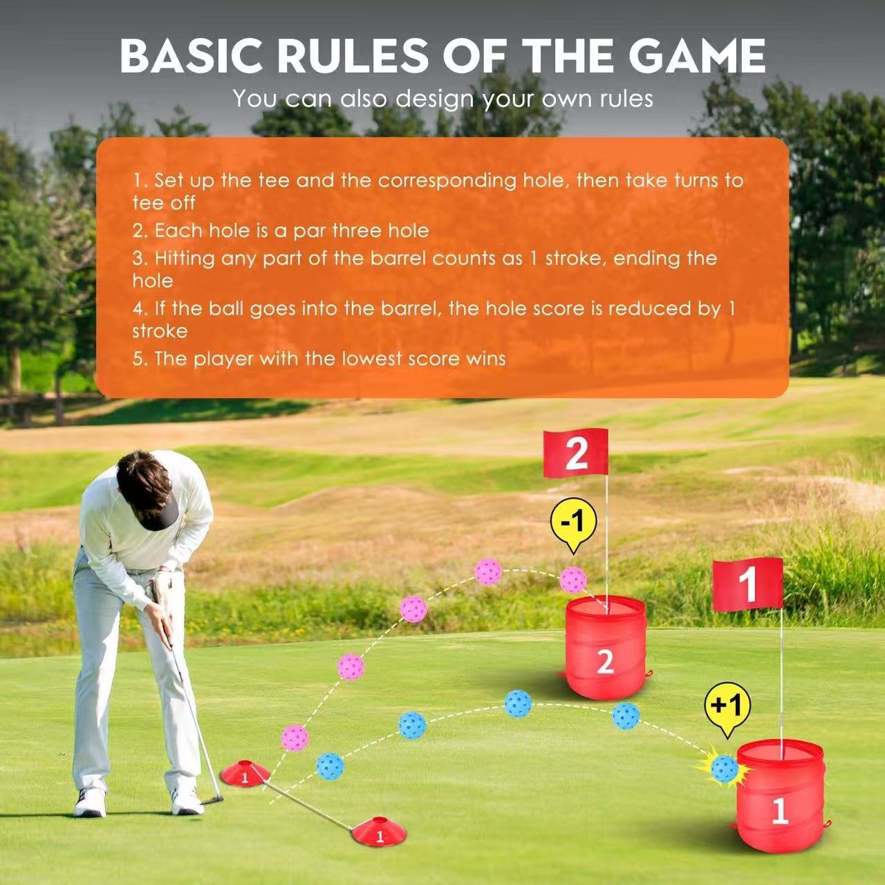 GP Portable 9-Hole Golf Course Backyard Golf Game for Family Adults & Kids to Play Outdoor in Lawn Park Beach Yard3