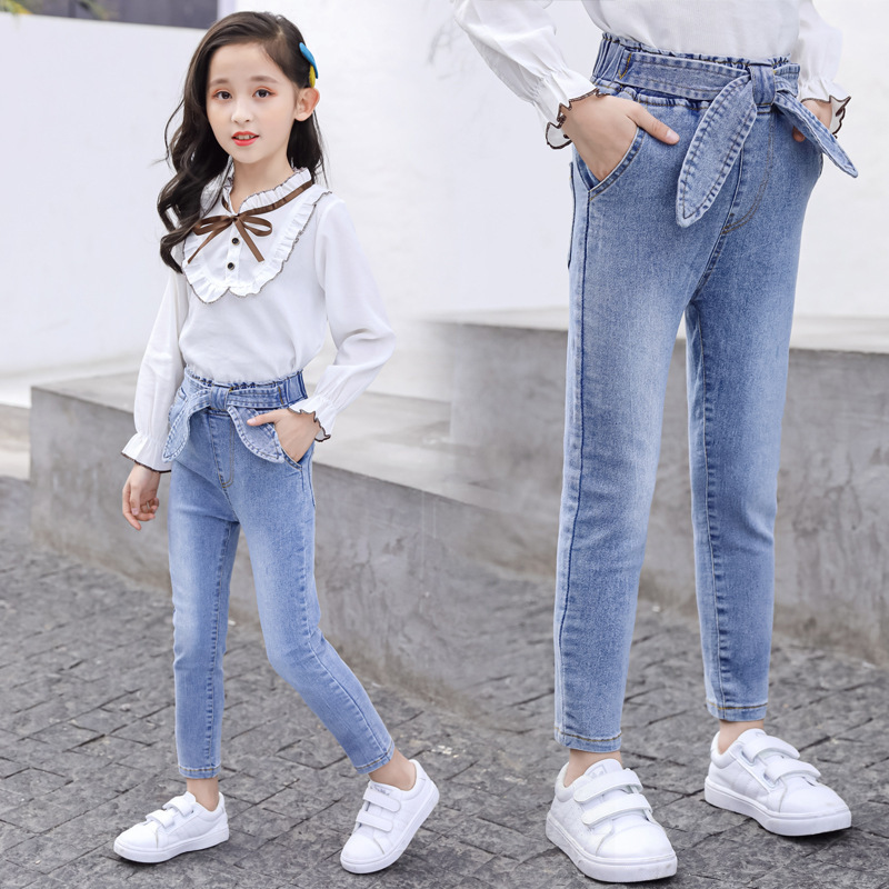 Girls Jeans Fashion School Skinny Pencil Pants Teenage Girls Trousers Jeans for Kids 2020 Spring Children Denim Pants 8 10 Years