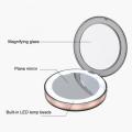 LED Mini Makeup Mirror 3 Times Magnifying Glass Travel Portable USB Chargeableable Induction Lighting Makeup Mirror tool