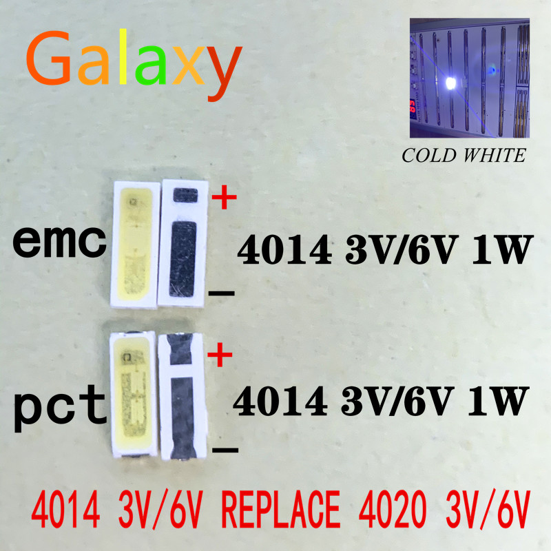 50pcs 4014 Replace 4020 SMD LED Beads Cold white 0.5W 1W 3V 6V 150mA For TV/LCD Backlight LED Backlight High Power LED emc pct