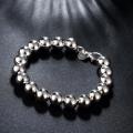 Brand Jewelry 925 Silver Jewelry 10mm Beaded Bracelet Bangles For Women High Quality Fashion Mens Silver Cuff Bracelet