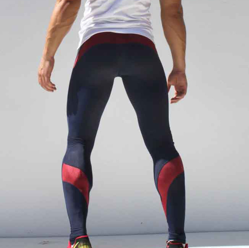 Mens Leggings Running Tights Patchwork Gym Sport Men Compression Pants Quick Dry Male Workout Cycling Biker Leggins Pant Clothes