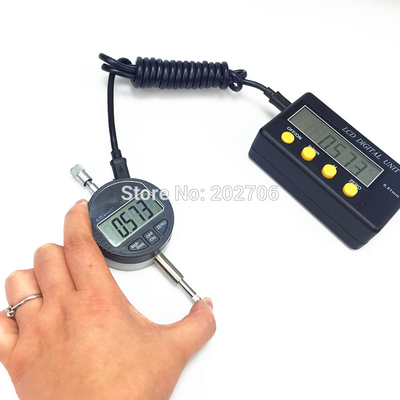 0-25.4mm Digital Dial Indicator Gauge Precision Tool With LCD Display Unit 0.01mm Digital Display Unit & Indicator