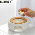 BORREY Ceramic Teapot Warmer Holder Base Tea Warmer Insulation Base Tea Coffee Water Warmer Candle Heating Base Holder Teaware