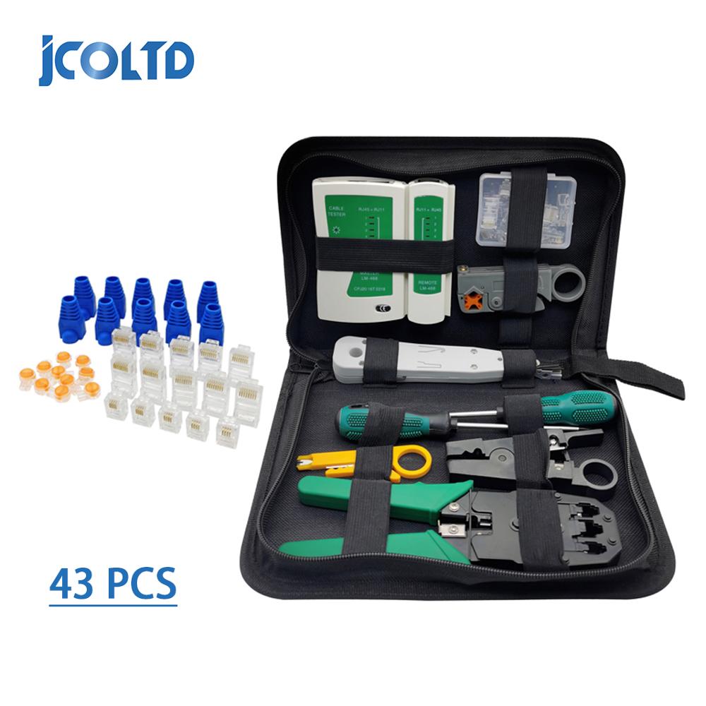 43 Pcs/Set Lan Tester RJ45 Crimping Pliers Portable LAN Network Repair Tool Kit Cable Tester AND Plier Crimp Crimper Clamp