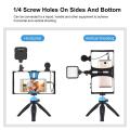 PULUZ Smartphone Video Rig Mini LED Light Microphone Tripod Mount Handheld Stabilizer Grip for Phone Video Rig for iPhone