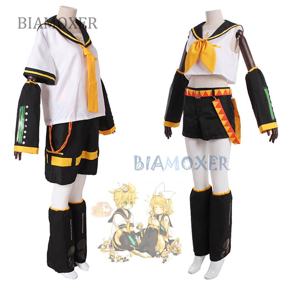 VOCALOID Kagamine Rin Kagamine Len Halloween Uniform Cosplay Complete Costumes Tops+Shorts